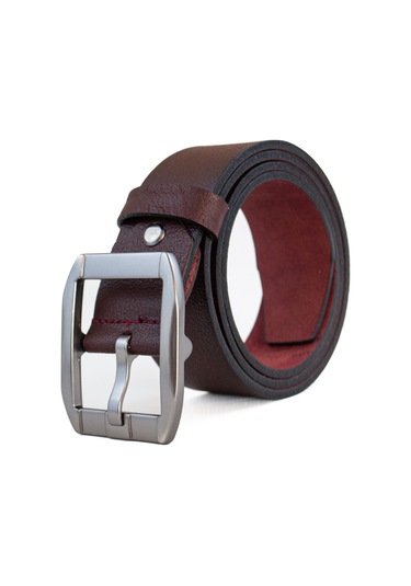 Özel Kutulu Hakiki Deri Bordo Erkek Kot-kumaş Pantolon Kemer