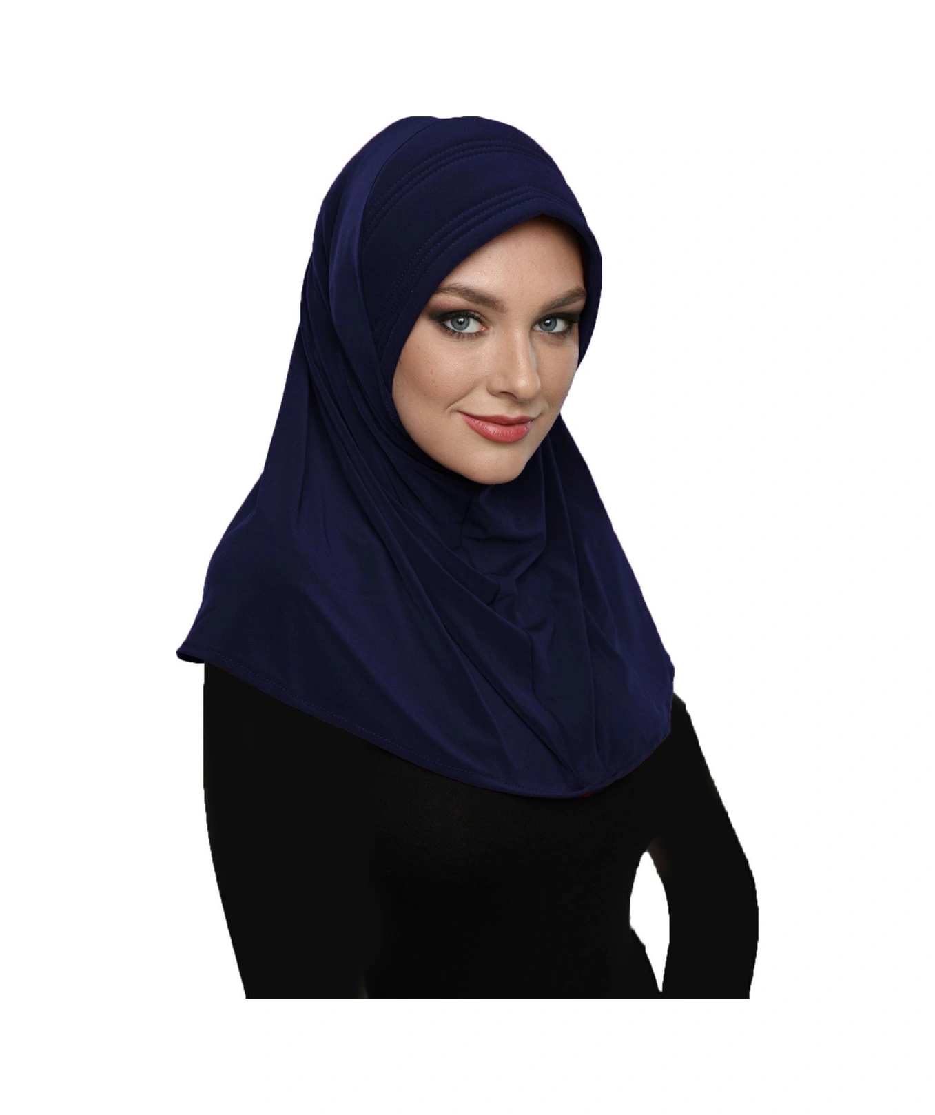 Takmatik Sade Lacivert Hazır Türban Tesettür Havuz Bonesi Namaz Örtüsü Lacivert
