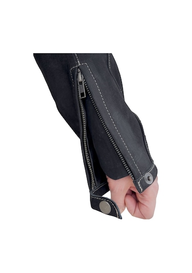 The Biker Jeans Retro Wax Black Korumalı Motosiklet Deri Montu