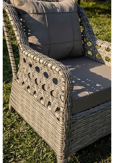 Btkconsept Lupa Eslem Rattan Bahçe Mobilyasi 3+1+1 Puf Ve Salıncak " Masali Gri