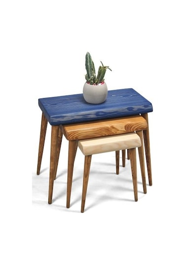 Doğal Ağaç Masif Kütük 3’Lü Zigon Sehpa (538148891)