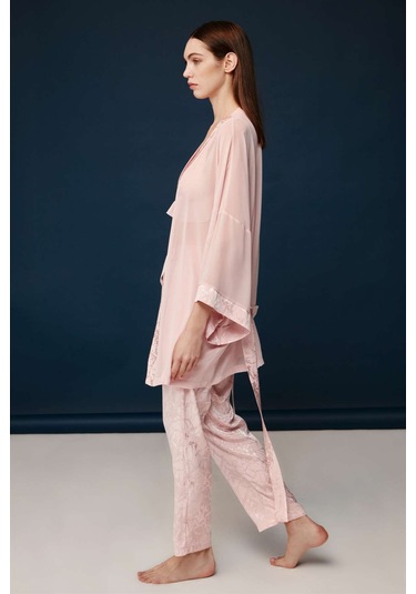 Bonnie&Clyde - Kadın Pudra Viskon Jakar 3 lü Takımı  30013 Pudra