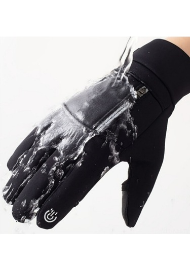 Fortunelane Kışlık Flanel İçli Eldivenler, Rüzgar Ve Su Geçirmez, Dokunmatik Ekranlı - Gri 247, L Beden 1 Çift