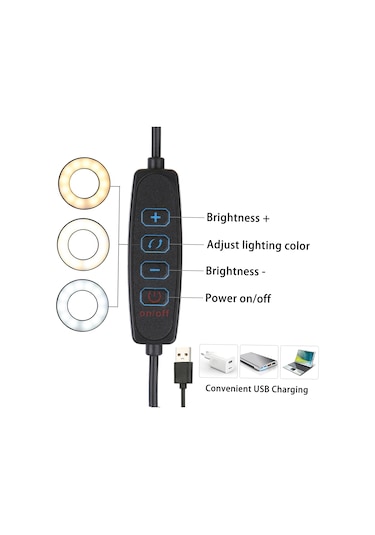 Tomshine Siyah Tomshine Esnek Kelepçeli Masa Lambası, 8x Büyüteçli