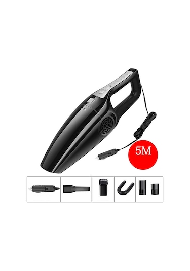 Sones Güçlü Kuru Ve Islak Kablolu Yüksek Güçlü 120W Çift Kullanımlı Yedinci Nesil Elektrikli Araba Süpürgesi Siyah