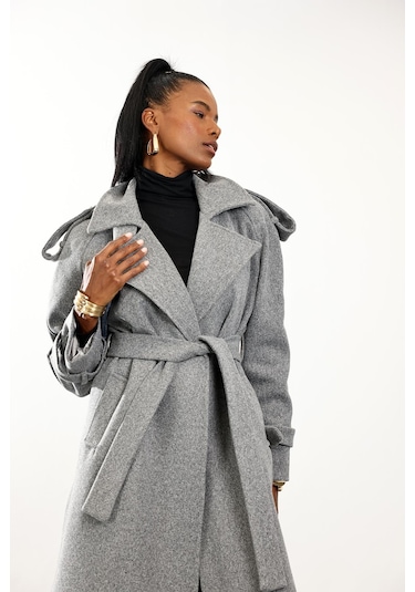 Gri Kaşe Palto 1614 Gri