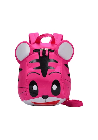 Wezone 1-3 Yaş Çocuk Nylon Sırt Çantası, Güven Kemerli 3d Kaplan Desenli, Oyuncak/kitap Taşıma, Dayanıklı Ve Konforlu, Pembe Kırmızı