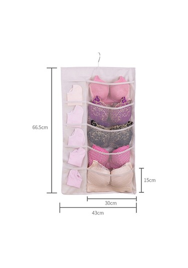 Cbtx 25 Cepli Dolap Sütyen İç Giyim Çorap Saklama Oxford Kumaş Çift Taraflı Askılı Çanta - Bej