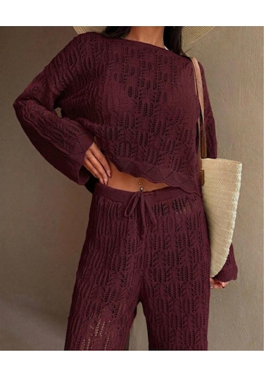 Hidafashion Ajurlu Takım Bordo