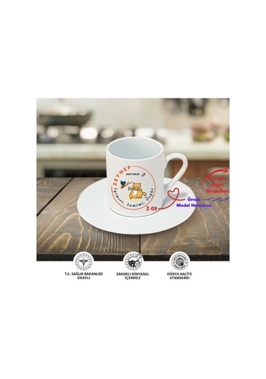 Kişiye Özel Burç Temalı Türk Kahve Fincanı, Doğum Günü Hediyesi Z1 Serisi Beyaz