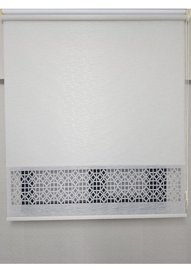 Bbb Keten Kumaşlı Lazer Kesim Tül Stor Perde Mlt1004 Ekru