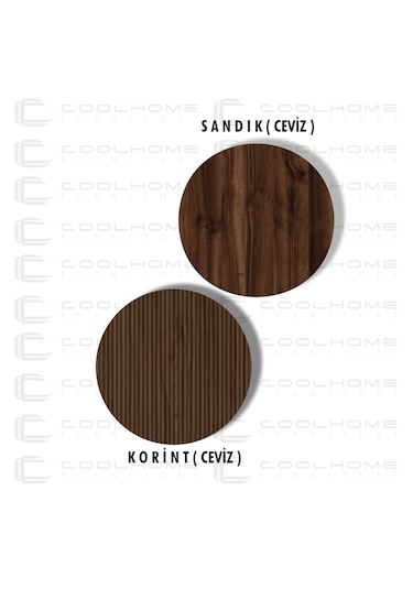 Marin Tv Ünitesi 180 Cm - Orta Sehpa Seti Çizgi Desenli Set Ceviz