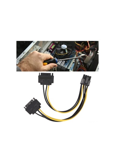 Mufunye 2 Adet Pcı-e 8pin 6+2pin Grafik Kart Güç Kablosu, Çift 15pin Sata'dan Dönüştürücü, Yüksek Akım Destekli, Bilgisayar Upgrade Ve Tamiri İçin