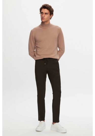 D's Damat Regular Fit Bej Pamuk Karışımlı Yarım Balıkçı Triko Kazak Bej