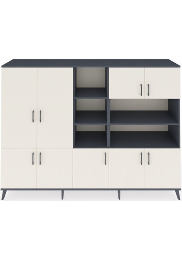 Hyperion Dolap 14 Raflı 9 Kapaklı 220x44x163 Antrasit-aytaşı/antr Antrasit-aytaşı/antrasit