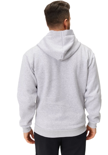 Gri 3 İplik Fermuarlı Kapşonlu Sweatshirt Gri