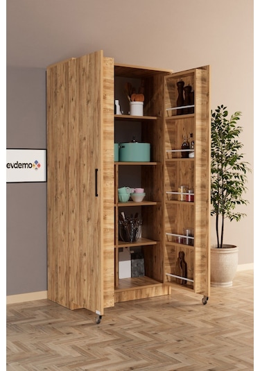 Evdemo Eva 2 Kapaklı Erzak Kiler Dolabı Atlantik Çam
