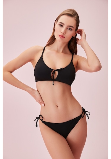 Suwen Bağcıklı Bralet Bikini Üst Sb24993012 Siyah