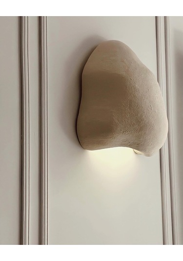 Fiberglass Duvar Apliği E14 Duylu - 30 Cm, Traverten Görünümlü Kapadokya Renk Bej