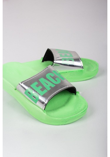 Kız Çocuk Beach Yazılı Terlik-5806-yeşil Yeşil