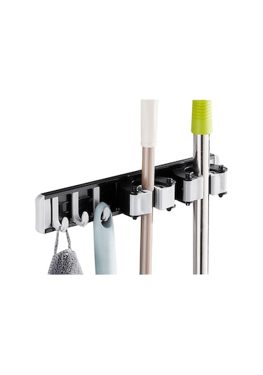 Paspas Tutucu Kancalı Süpürge Tutucu Delme Ve Çivisiz Siyah Diğer