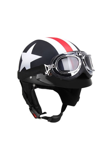 Yarım Açık Yüz Motosiklet Kaskı Gözlük, Vizör, Şal, Biker Scooter Tur Kaskı