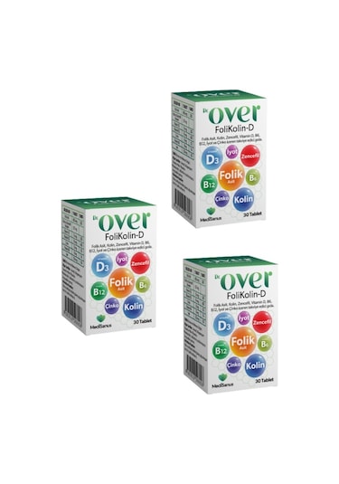 Dr. Over FoliKolin-D Gıda Takviyesi 3 x 30 Tablet