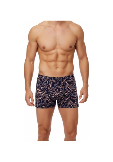 Erkek Likralı Baskı Desenli Boxer Bgl-st05009 Lacivert
