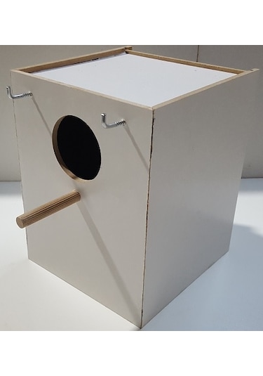 Muhabbet Kuş Yuvası Sürgülü Plastik Folluk Ahşap Mdf Yuvalık