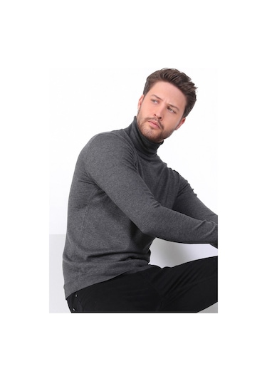 Ferraro Antrasit Balıkçı Yaka Pamuk Kazak Antrasit