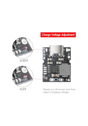 Xiyyadms 5v 2a Li-poly Batarya Şarj-deşarj Modülü, Type-c Girişli, Usb-a Femele Soketli, 92.5% Dönüşüm Verimliliği Standart Sürüm
