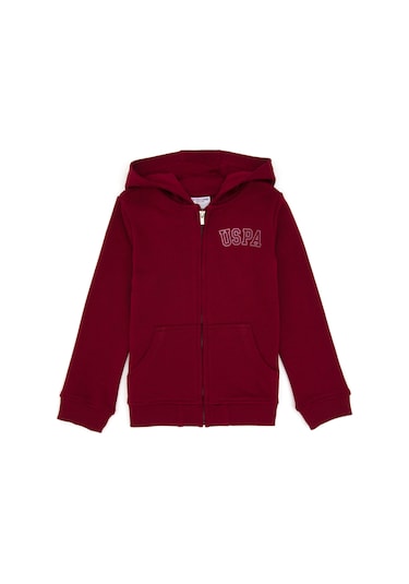 U.S. Polo Assn. Kız Çocuk Bordo Kapüşonlu Fermuarlı Basic Sweatshirt 50316837-VR014 U.S. Polo Assn. Kız Çocuk Bordo Kapüşonlu Fermuarlı Basic Sweatshirt 50316837-VR014
