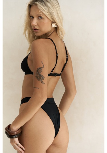 Bagus Kalın Bantlı Brezilyan Siyah Bikini Altı Siyah