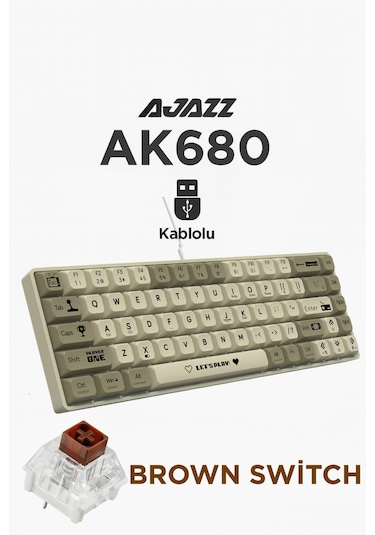 Ak680 Kablolu %65 Boy Mekanik Oyuncu Klavyesi-rainbow Aydınlatma Hot-swap