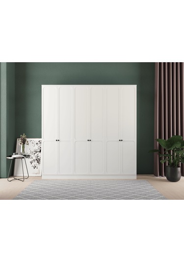 Irmak 6 Kapaklı Eko Gardırop - Mdf Kapak Beyaz