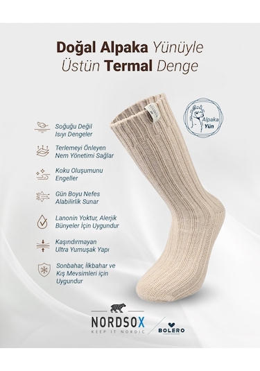 Bolero B67 Kadın Alpaka Yün Soket Çorap 36-40 Bej
