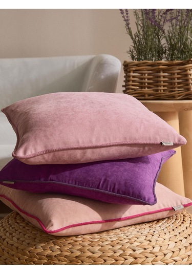 Violet Kiss 3'lü Kırlent Kılıf Seti Pudra