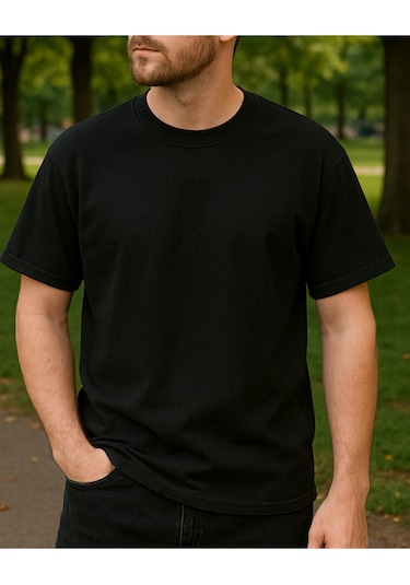 Hugo Boss Never Baskılı T-shirt Siyah