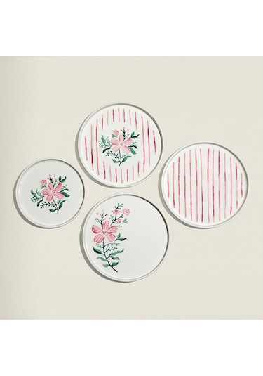 Nehir Line Flowers 6 Kişilik 13 Parça Seramik Kahvaltı Takımı Beyaz - Pembe