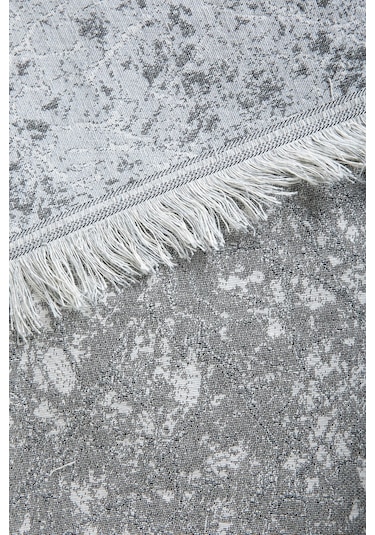 Mozaik Pamuklu Saçaklı Koltuk - Çekyat Örtüsü 170x220 - Gri Gri