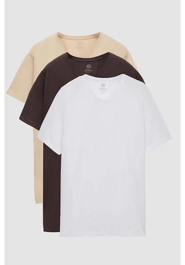 Ds Damat Slim Fit Kahve/bej/beyaz 3'lü Set V Yaka T-shirt 4hc14ortbn55m Kahve/bej/beyaz Çok Renkli Ds Damat Slim Fit Kahve/bej/beyaz 3'lü Set V Yaka T-shirt 4hc14ortbn55m Kahve/bej/beyaz Çok Renkli