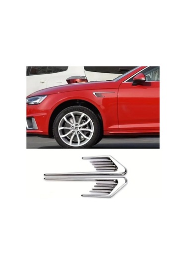 Araç Ventil Çamurluk Üstü Izgara Süsü Çamurluk Ventili 30 Cm 2 Parça Bantlı Nikelaj Yapıştırma