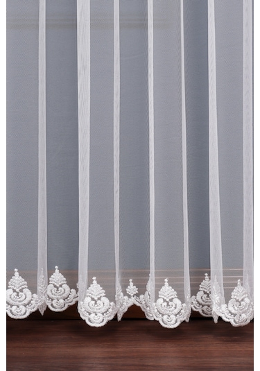 Grek Etek Nakış İşlemeli Damask Desen Tül Perde