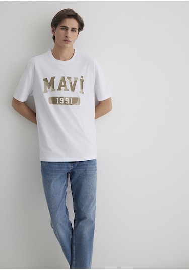 Mavi - 1991 Baskılı Beyaz Tişört 0612573-620 Beyaz