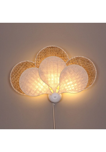 Yeni Papatya Doğal Hazeran & Keten Kumaş Aplik Beyaz