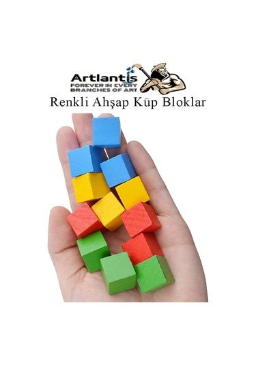 Renkli Ahşap Küp Bloklar 2.5x2.5 Cm 64 Adet Ahşap Renkli Kare Blok Eğitici Geliştirici Oyuncak Küp Matematik Birim Küp