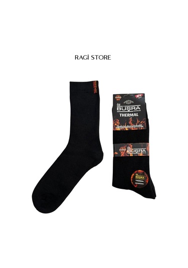5'li Termal Dikişsiz Düz Erkek Havlu Çorap Siyah