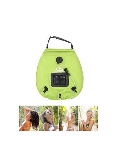 Outdoor 20l Taşınabilir Kampçılık Solar Duş Çantası Yeşil