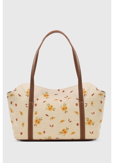Papatya Desenli Kapaklı Bowling Omuz Çantası 270 Papatya Desenli