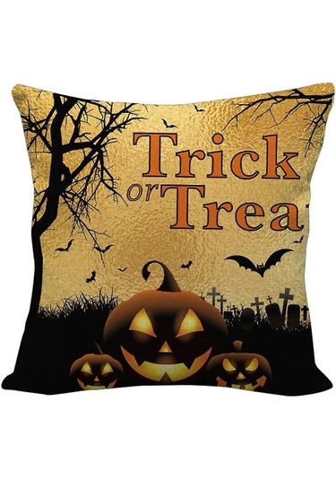 1 Adet Cadılar Bayramı Keten Şifreli Keten Yastık Kılıfı Minder Ö Diğer